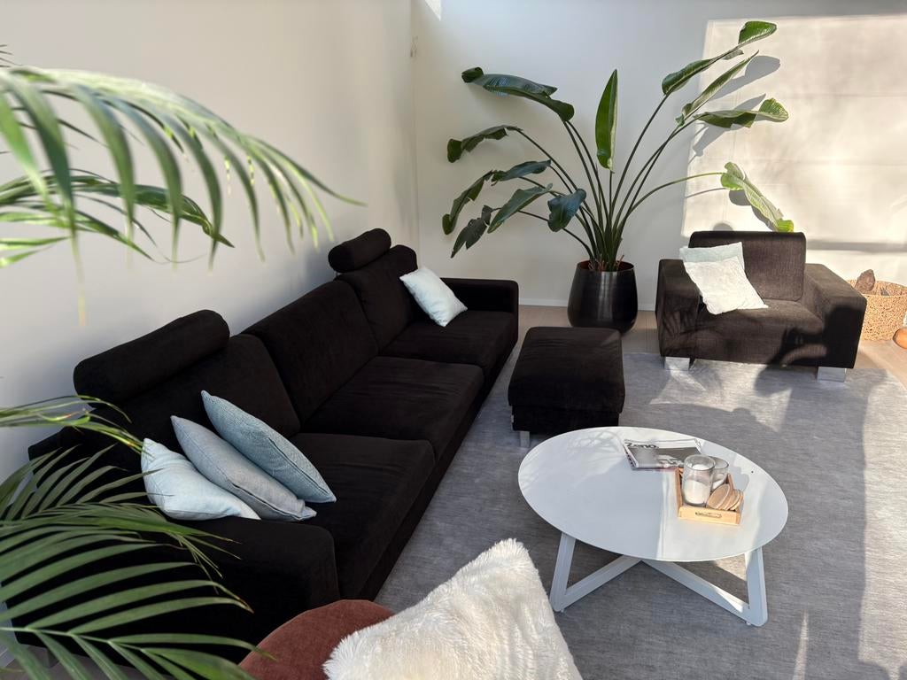 3,5 zit, éénzit met poef, Huis en Inrichting, Ophalen, Gebruikt, Stof, Modern