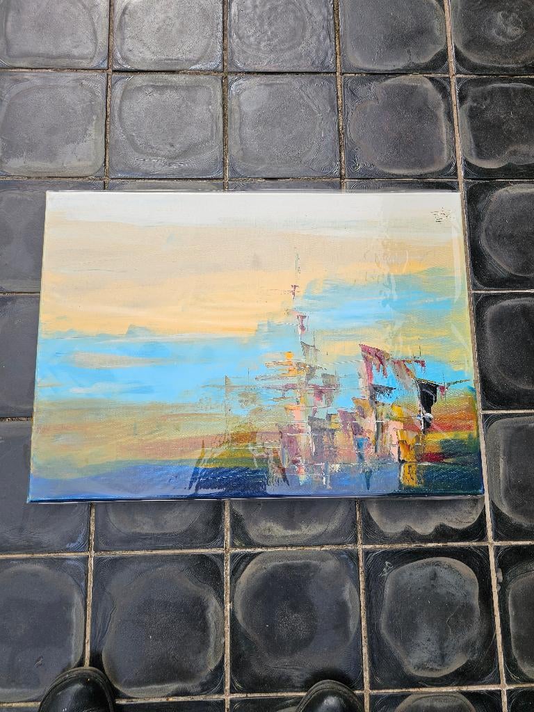 Axelle Bosler "Tableaux bateaux", Antiek en Kunst, Kunst | Schilderijen | Modern, Ophalen of Verzenden