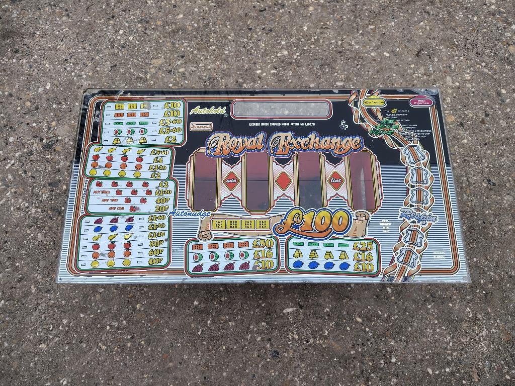 Glazen Ruit: Royal Exchange/ Barcrest / Fruitautomaat / UK, Verzamelen, Automaten | Gokkasten en Fruitautomaten, Ophalen