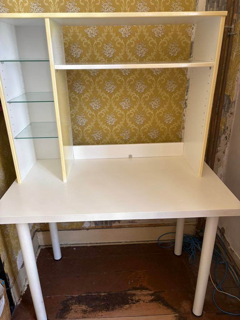 Ikea bureau met opzetstuk (gratis), Ophalen, Kunststof, Gebruikt, 100 tot 150 cm