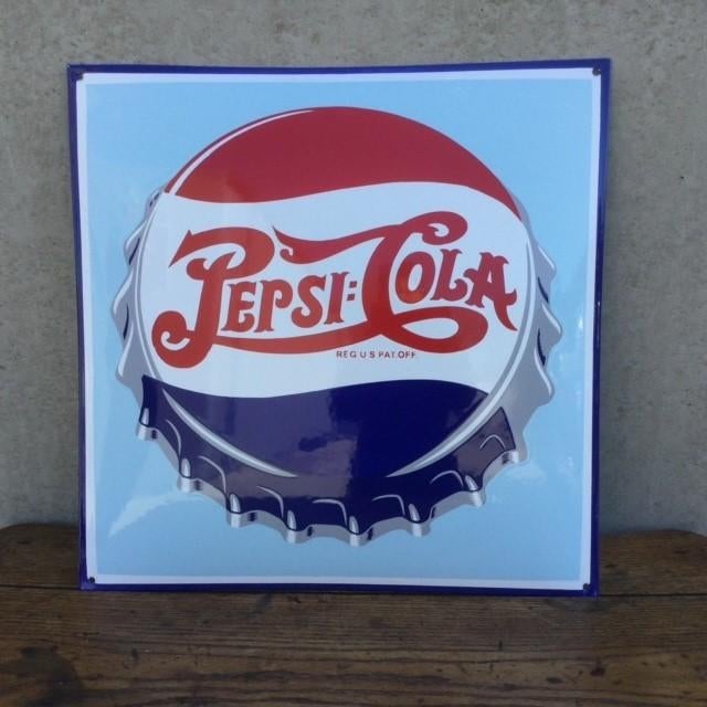 Emaille bord PEPSI - COLA, Ophalen of Verzenden, Zo goed als nieuw