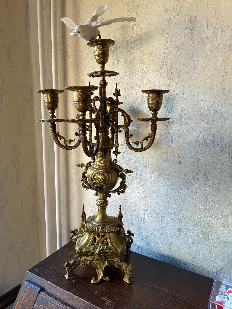 Antieke koperen kandelaar, Antiek en Kunst, Ophalen