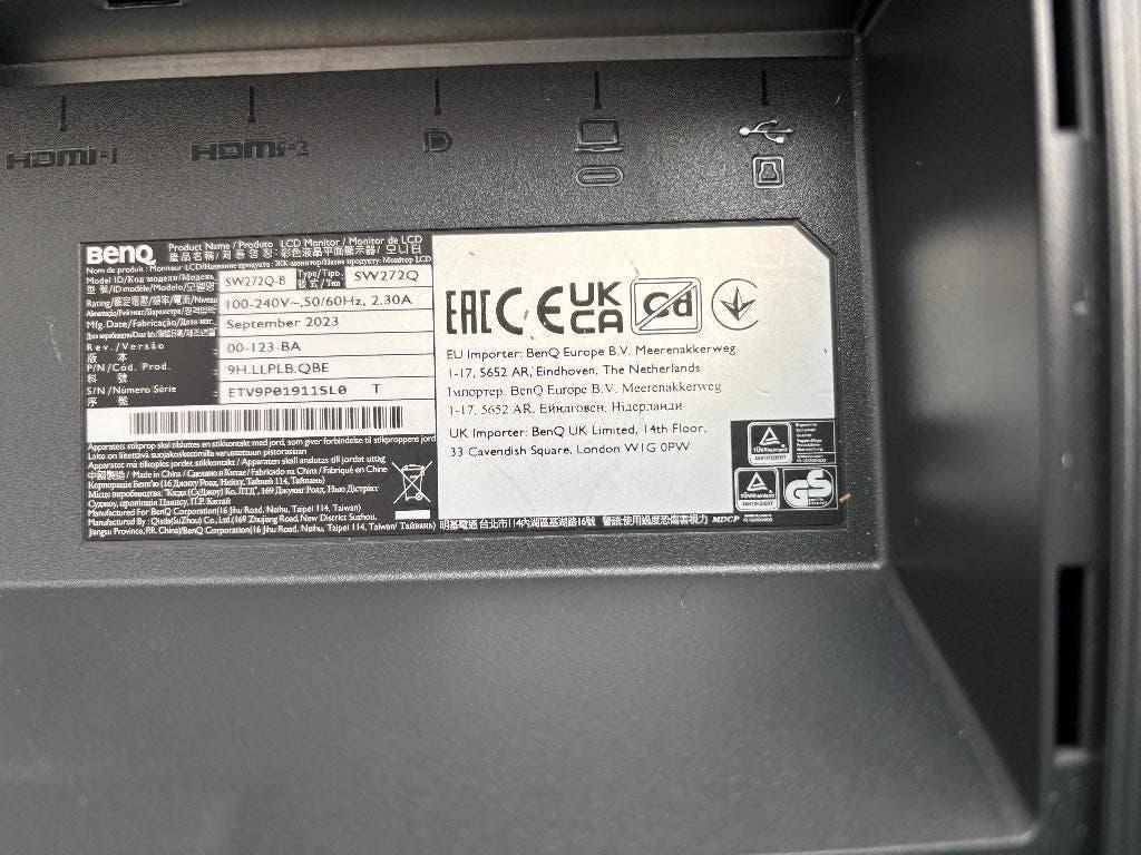 BenQ SW272Q, Computers en Software, Monitoren, Ophalen, IPS, In hoogte verstelbaar, BenQ