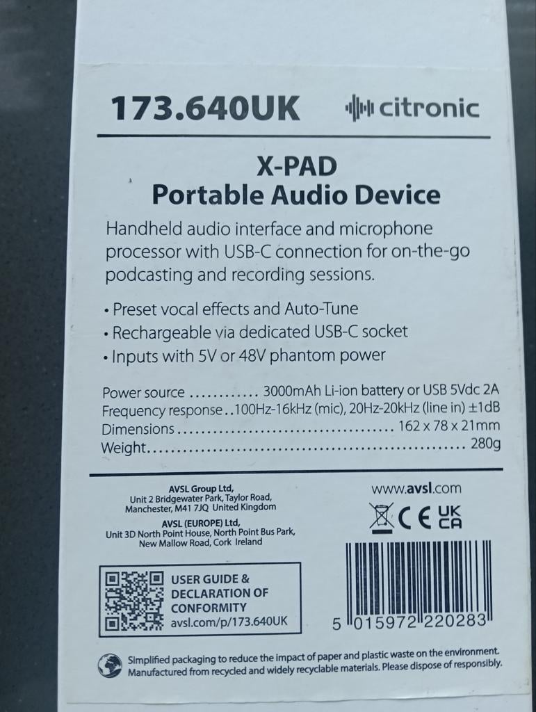 Audio interface en microfoon processor, TV, Hi-fi & Vidéo, Appareils professionnels, Audio, Envoi