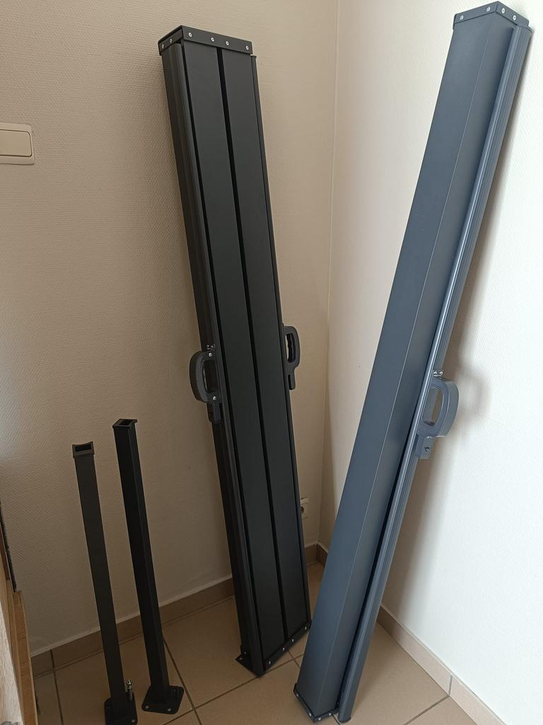 Uittrekbaar dubbel windscherm - zwart, Jardin & Terrasse, Écrans de jardin, Enlèvement, Neuf