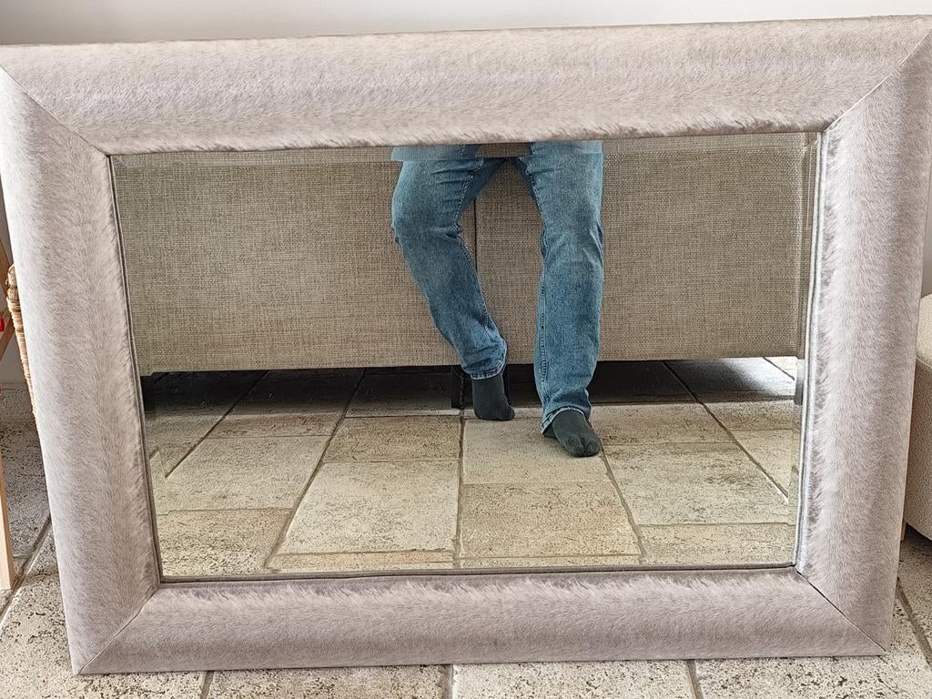 Beige grijze spiegel 1m02 op 78cm, Moins de 100 cm, Comme neuf, Enlèvement, Rectangulaire