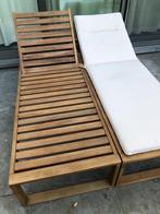 Twee Casa Ligstoelen – Perfecte Staat + Beige Kussens, Tuin en Terras, Ophalen, Zo goed als nieuw, Hout, Stapelbaar