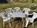 5 witte tuinzeteltjes + wit tafeltje, Tuin en Terras, Ophalen, Zo goed als nieuw