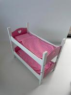 Houten poppenbedje voor 2 poppen met roze lakentjes, Kinderen en Baby's, Ophalen, Zo goed als nieuw