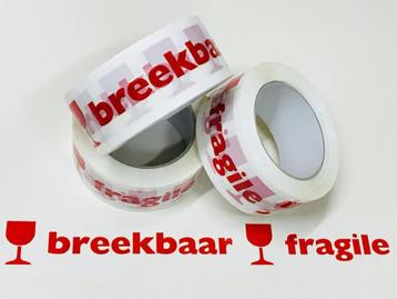 Rollen Tape | Plakband met tekst “BREEKBAAR – FRAGILE” beschikbaar voor biedingen