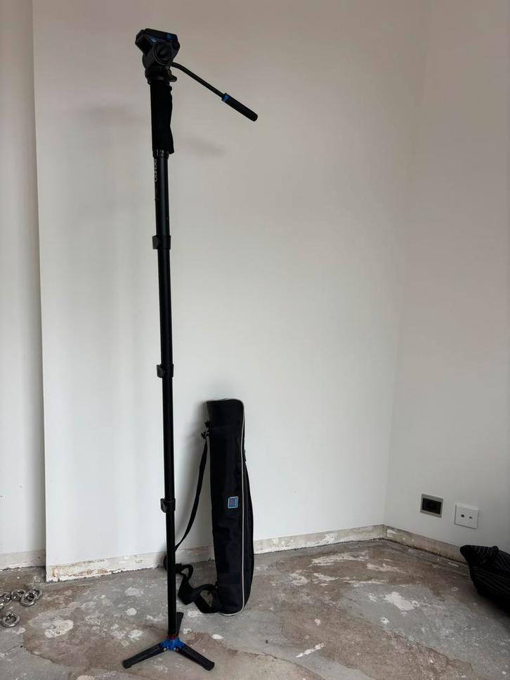 Trépied / monopied + tête vidéo Benro + plaque rapide, Audio, Tv en Foto, Fotografie | Statieven en Balhoofden, Zo goed als nieuw