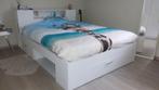 Dubbel bed, Huis en Inrichting, Ophalen, Gebruikt, Wit