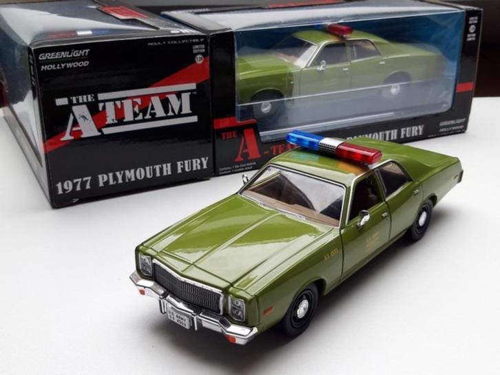 Filmauto schaalmodel Plymouth Fury US Army The A-team 1:24, Hobby en Vrije tijd, Modelauto's | 1:24, Nieuw, Auto, Overige merken