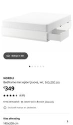 IKEA NORDLI bedframe met opberglades + VESTERÖY matras, Huis en Inrichting, Ophalen, Wit, 140 cm, Zo goed als nieuw