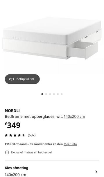 IKEA NORDLI bedframe met opberglades + VESTERÖY matras beschikbaar voor biedingen