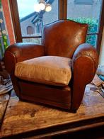 Clubfauteuil gerenoveerde vintage leren loft mancave chester, Gebruikt, Leer, Ophalen of Verzenden