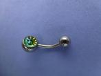piercing bol met groenige,  glazen bol, Handtassen en Accessoires, Piercings, Ophalen of Verzenden, Zo goed als nieuw, Met strass