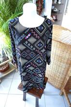 zwart abstract gekleurde vintage dressing jurk, Kleding | Dames, Vintage Dressing, Zwart, Maat 42/44 (L), Ophalen of Verzenden