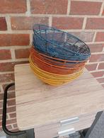Gevlochten draad mandjes Vintage Industrieel, Ophalen, Overige materialen, Mand, Rond