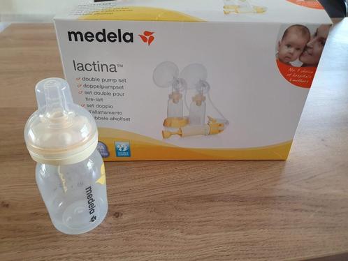 Medela Lactina Borstvoedingsset dubbelzijdig + Meleda flesje, Kinderen en Baby's, Babyvoeding en Toebehoren, Gebruikt, Borstkolf