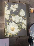 Canvas magnolia bloemen in gouden kader, Ophalen, Gebruikt