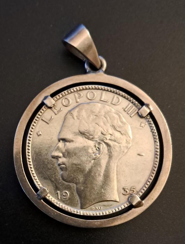 20 FR zilveren hanger met munt, Postzegels en Munten, Munten | België, Zilver, Zilver, Ophalen