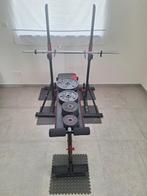 Halterbank met stang en gewichten., Sport en Fitness, Ophalen, Gebruikt