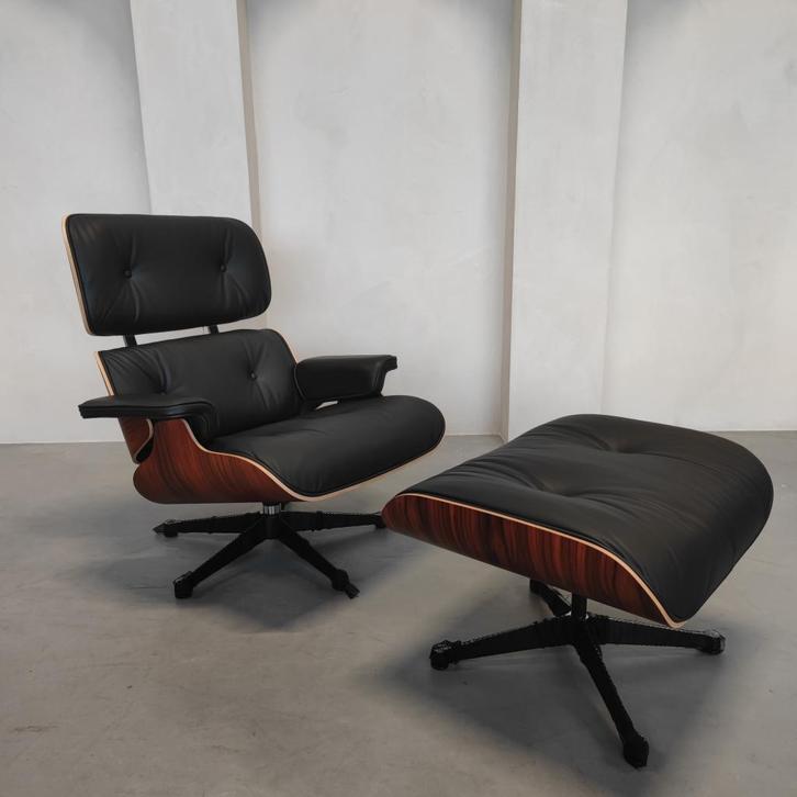 Vitra Eames Lounge Chair – Palisander - Nero F leder, Antiek en Kunst, Antiek | Meubels | Stoelen en Sofa's, Ophalen of Verzenden