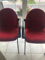 2 stoelen rode stof metalen frame heel mooie staat 30€ samen, Ophalen, Twee, Zo goed als nieuw, Stof