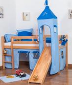 Stevig bed in beukenhout  - met glijbaan, Kinderen en Baby's, Kinderkamer | Stapelbedden en Hoogslapers, Ophalen, Zo goed als nieuw