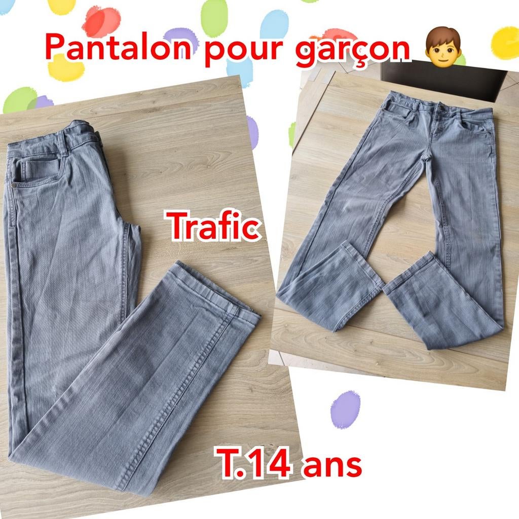 Pantalon pour garçon -gris-Trafic-T.14 ans, Enfants & Bébés, Vêtements enfant | Taille 164, Utilisé, Garçon, Pantalon, Enlèvement ou Envoi