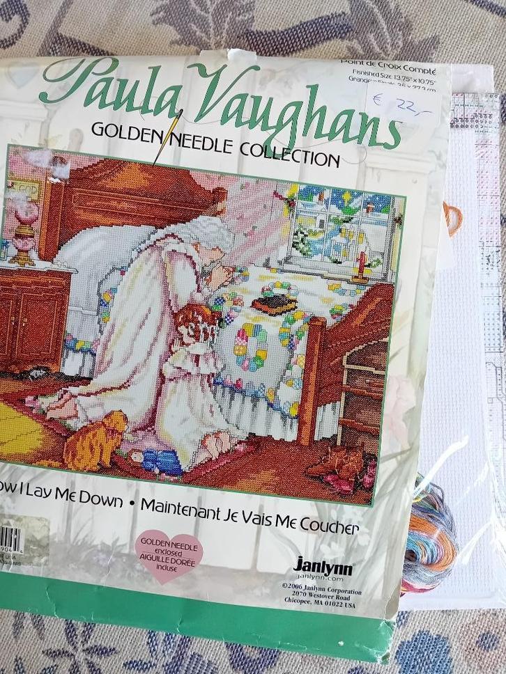 Borduurpakket Now I Lay me down van Paula Vaughan, Hobby en Vrije tijd, Borduren en Borduurmachines, Nieuw, Borduurpakket, Verzenden