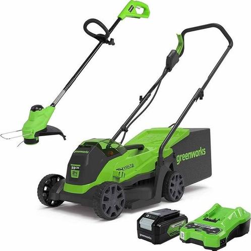 Greenworks 24V 4Ah Accu grasmaaier + Accu grastrimmer, Tuin en Terras, Grasmaaiers, Zo goed als nieuw, Ophalen