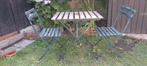 Tuintafel en stoelen
IJzer en hout
Schuurstoelen, Tuin en Terras, Ophalen, Gebruikt