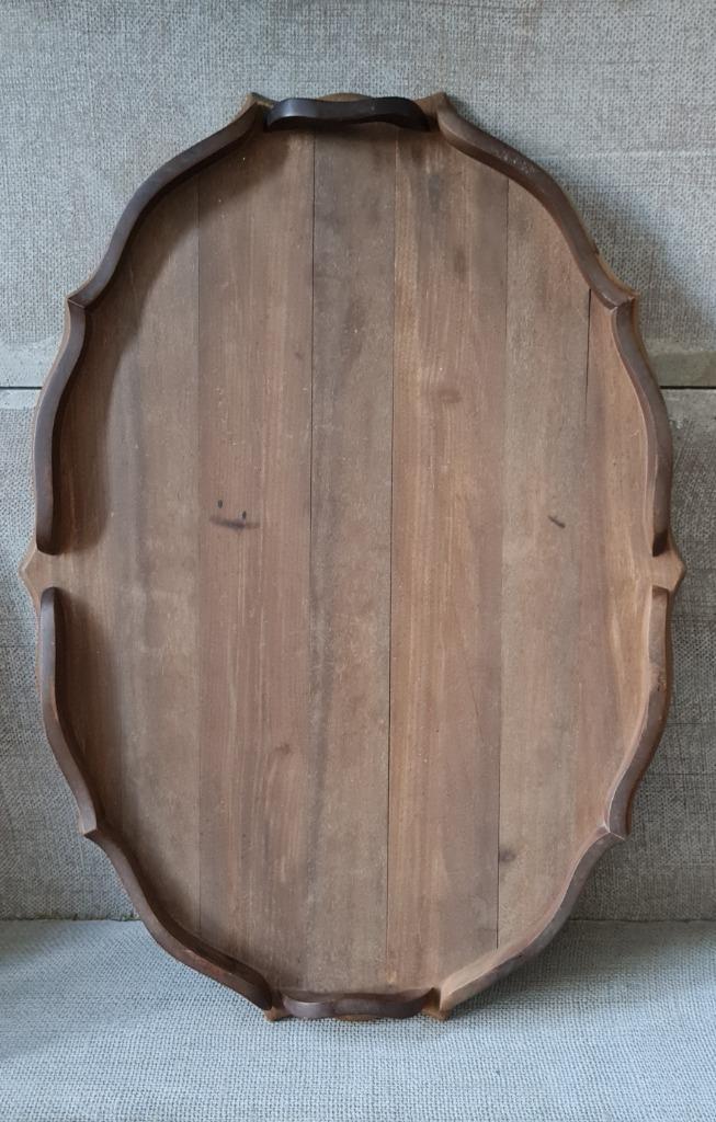XL Colonial accolade dienblad met handvatten Vintage, Huis en Inrichting, Woonaccessoires | Dienbladen, Gebruikt, Hout, Ovaal