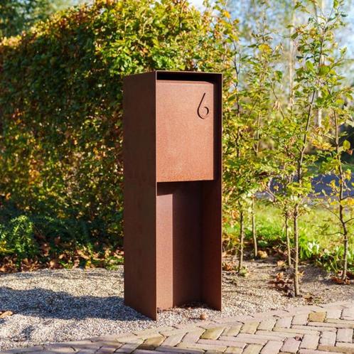 boîte aux lettres en acier corten FLYN, Jardin & Terrasse, Boîtes aux lettres, Neuf, Sur pied, Acier, Envoi