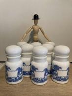 Set van 8 grote vintage opaline kruidenpotjes, Ophalen of Verzenden