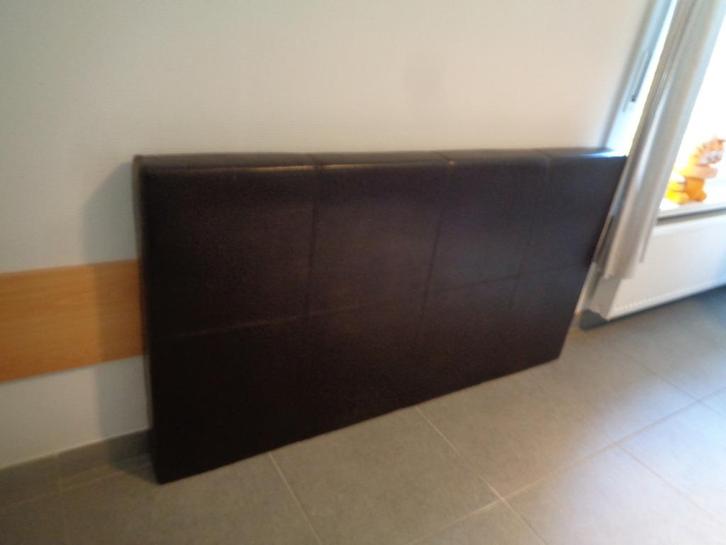 Bruin lederen hoofdeinde bed boxspring, Huis en Inrichting, Slaapkamer | Bedden, Gebruikt, Tweepersoons, Bruin, Ophalen