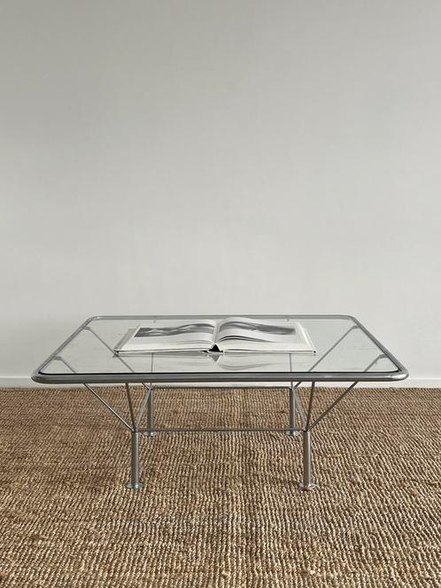 Vintage design chroom salontafel, Niels Bendtsen, Huis en Inrichting, Tafels | Salontafels, Zo goed als nieuw, Glas, Ophalen