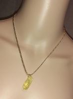 Ketting Sunshine aura kwarts gouden vintage schakels, Jaune, Avec pendentif, Envoi, Neuf