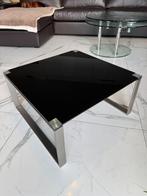 Zwarte Glazen Salontafel, Huis en Inrichting, Ophalen, Gebruikt, 50 tot 100 cm, Vierkant