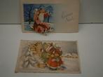 2  petites cartes postales père noël, Collections, Cartes postales | Thème, Envoi, 1940 à 1960, Non affranchie, (Jour de) Fête