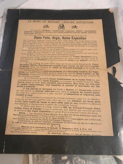 Satirische aankondiging van 1910, Antiek en Kunst, Antiek | Boeken en Manuscripten, Ophalen of Verzenden