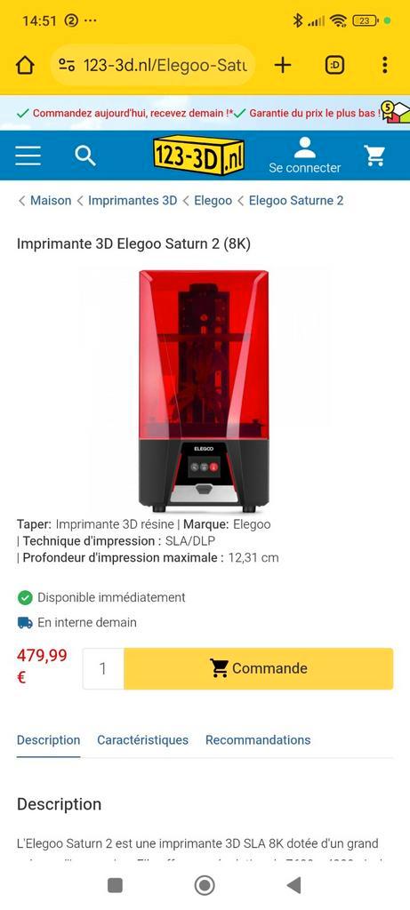 Elegoo Saturn 2 imprimante 3D résine nouveau dans la boîte, Informatique & Logiciels, 3D Imprimantes, Enlèvement ou Envoi