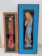 2 vintage tegeltableaus met Moeder Maria (OLV) en Jezus, Antiek en Kunst, Ophalen