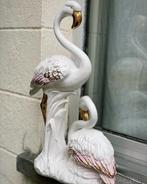 Bassano - Italy keramiek 24 k verguld flamingo en zwaan, Antiek en Kunst, Ophalen of Verzenden