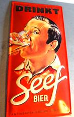 PLAQUETTE DRINKT SEEF BIER ANTWERPSE BROUWERIJ OP ORVAL, Verzamelen, Ophalen of Verzenden, Gebruikt, Reclamebord