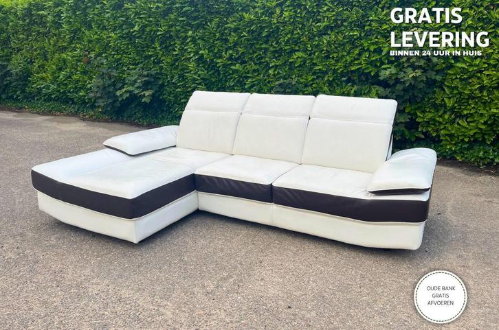 Canapé d'angle en cuir véritable Chateau d'Ax, Maison & Meubles, Canapés | Salons, Comme neuf, Banc d'angle, Quatre personnes ou plus