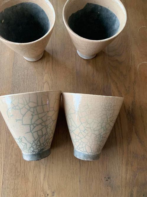 Raku techniek sierpotten/vazen (4), Huis en Inrichting, Woonaccessoires | Vazen, Zo goed als nieuw, Ophalen of Verzenden