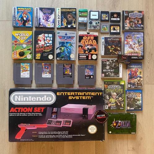 Nintendo NES Action Set Console + Spellen, Games en Spelcomputers, Spelcomputers | Nintendo NES, Zo goed als nieuw, Met 2 controllers